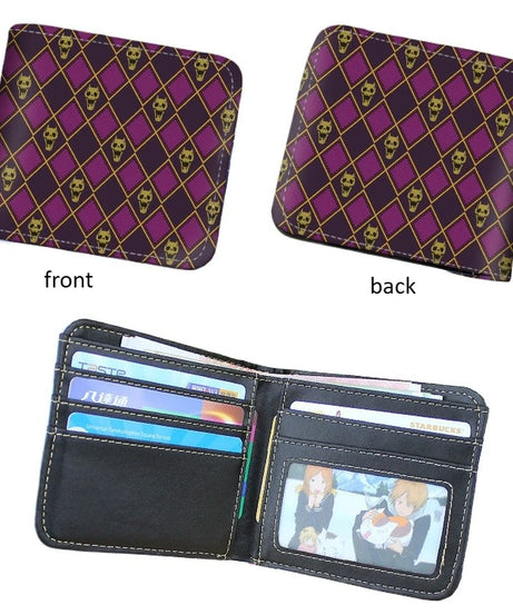 Anime JoJo's Bizarre Adventure Short PU Leather Wallet Jonathan/Joseph Joestar Folding Purse Gift for Manga Fans