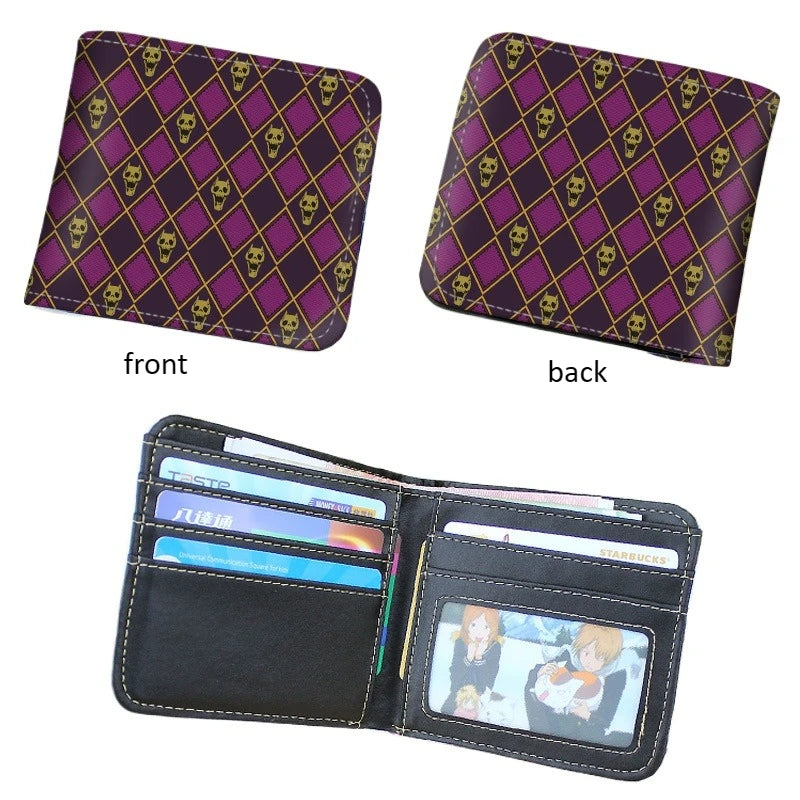 Anime JoJo's Bizarre Adventure Short PU Leather Wallet Jonathan/Joseph Joestar Folding Purse Gift for Manga Fans