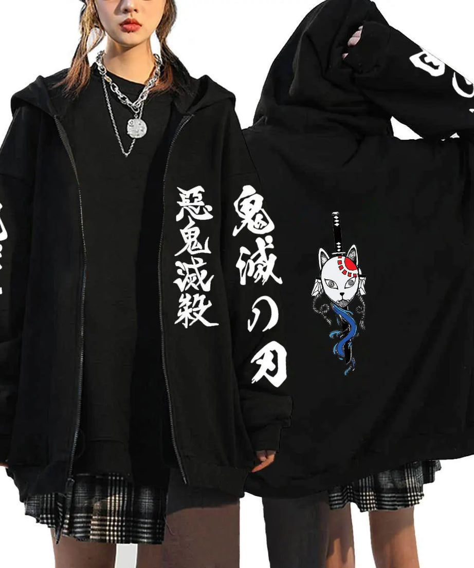 Demon Slayer Zipper Sweatshirts Zip Up Hoodie Anime Hoodies Unisex Hip Hop Streetwear Nezuko Kamado Graphic Y2K Clothes gifts