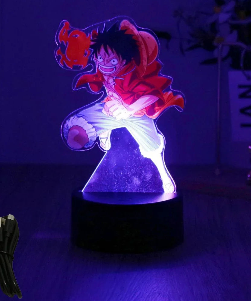 Actions Figure One Piece Luffy Zoro Anime Figures 3D Lamp PVC Action Collection Model Toys LED Night Light Kid Christmas Gift