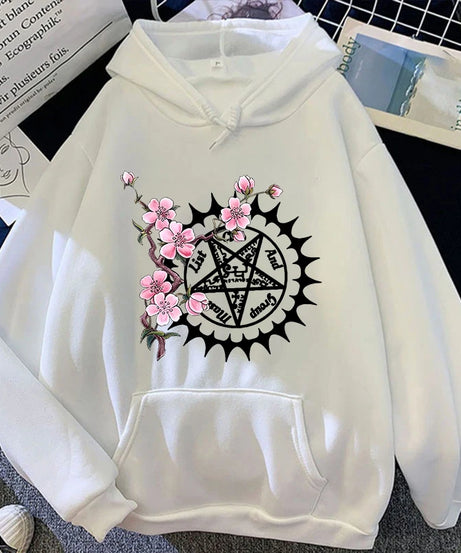 Funny Anime Black Butler Sakura Print Hoodie Fashion Women Men Casual Tops Pullover Hoodies Ladies Sweatshirt