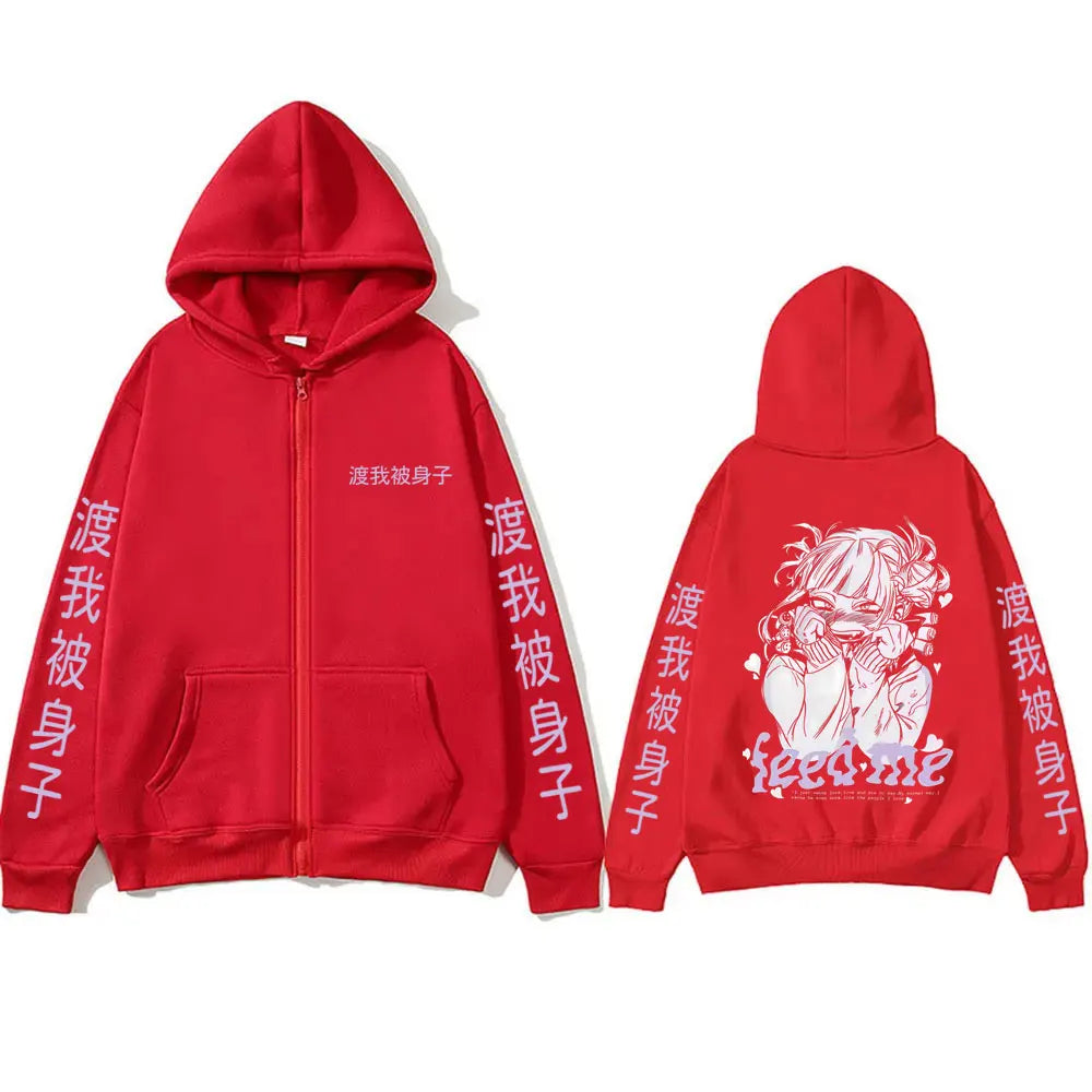 My Hero Academia Himiko Toga Graphic Zip Up Hoodie Unisex Oversized Harajuku Jacket 4