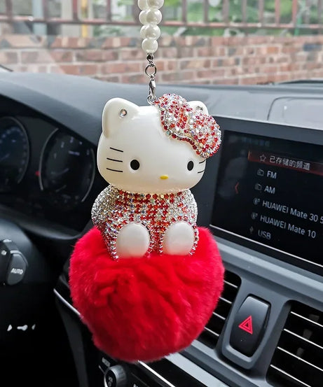 Hello Kitty Car Pendant Decoration Hanging Cat Ornament Automobile Rear View Mirror Accessories Gift Car Accessories