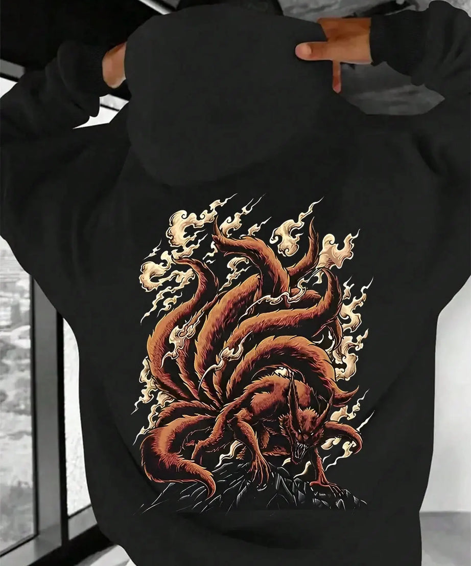 Naruto Nine Tails Fox Hoodie Men Women Anime Print Sweatshirt Unisex Casual Streetwear Autumn Winter Pullover Long Sleeve Tops