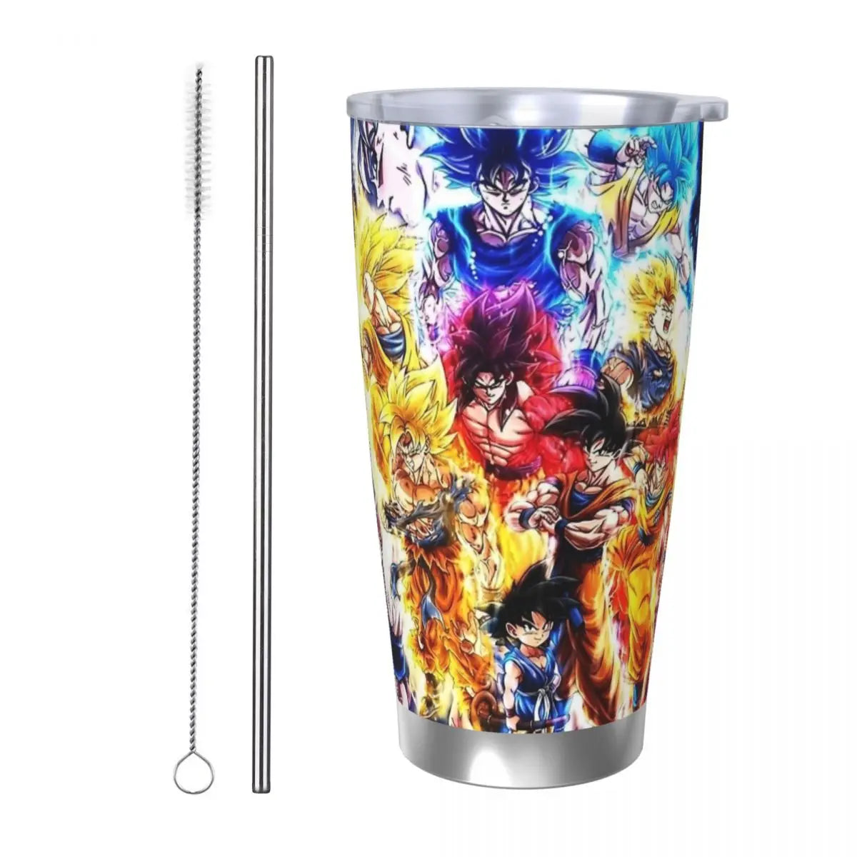 Son Goku & Vegeta DBZ Stainless Steel Tumbler – Double Wall Hot & Cold Cup with Straw