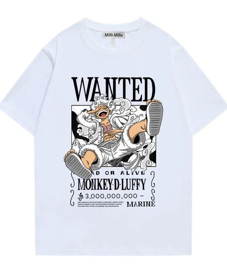 One Piece anime peripheral cute Nika Luffy pure cotton short-sleeved T-shirt round neck loose creative couple top gift wholesale