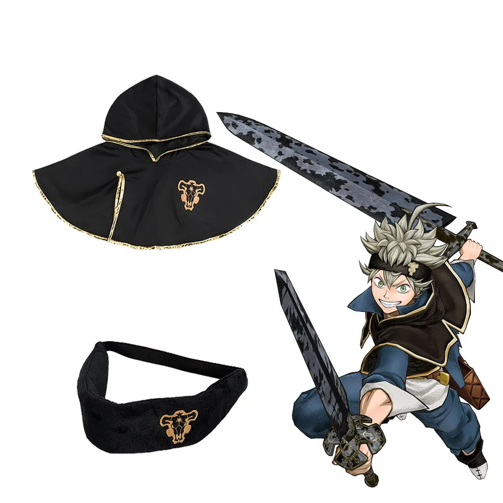 Black Clover Asta Cloak & Headband Set – Black Bull Logo Hooded Cosplay Cape 6
