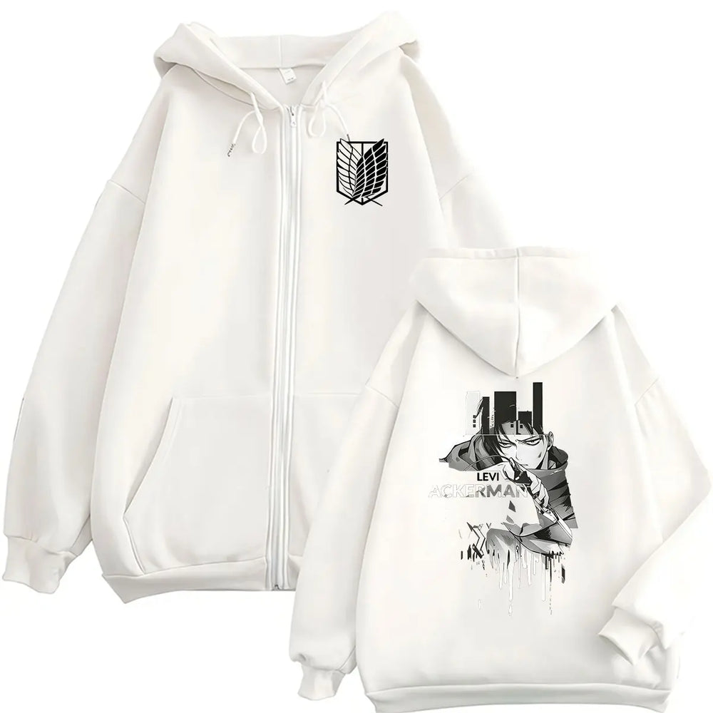 Attack on Titan Levi Ackerman Zipper Hoodie – Vintage Oversized Graphic Sweatshirt 6