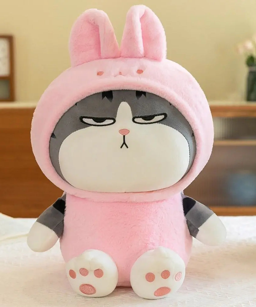 22/40cm Tabby Cat Doll Plush Toy Small Hooded Dressed Panda Frog Bunny Plushie Peluche Cosplay Animal Kids