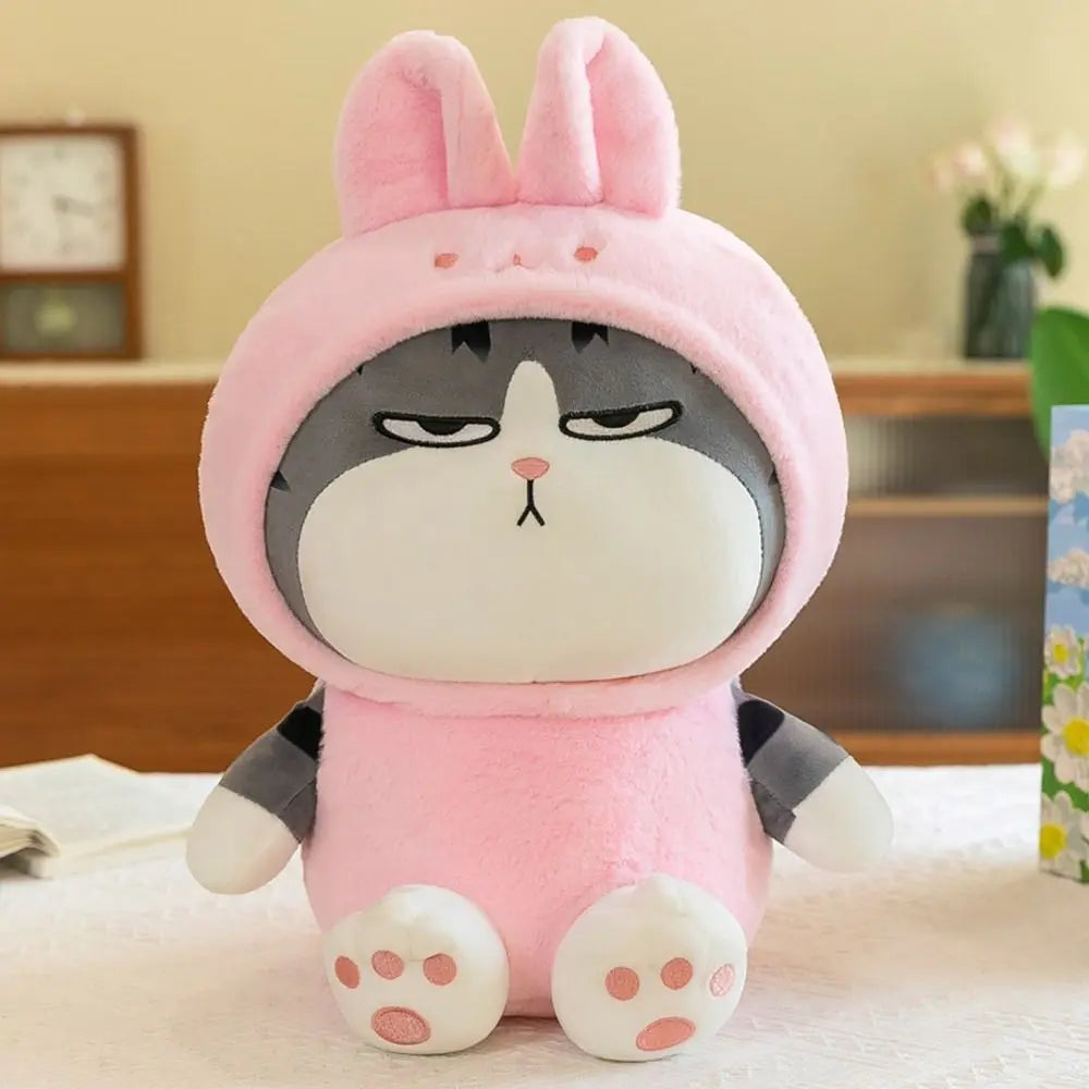 22/40cm Tabby Cat Doll Plush Toy Small Hooded Dressed Panda Frog Bunny Plushie Peluche Cosplay Animal Kids