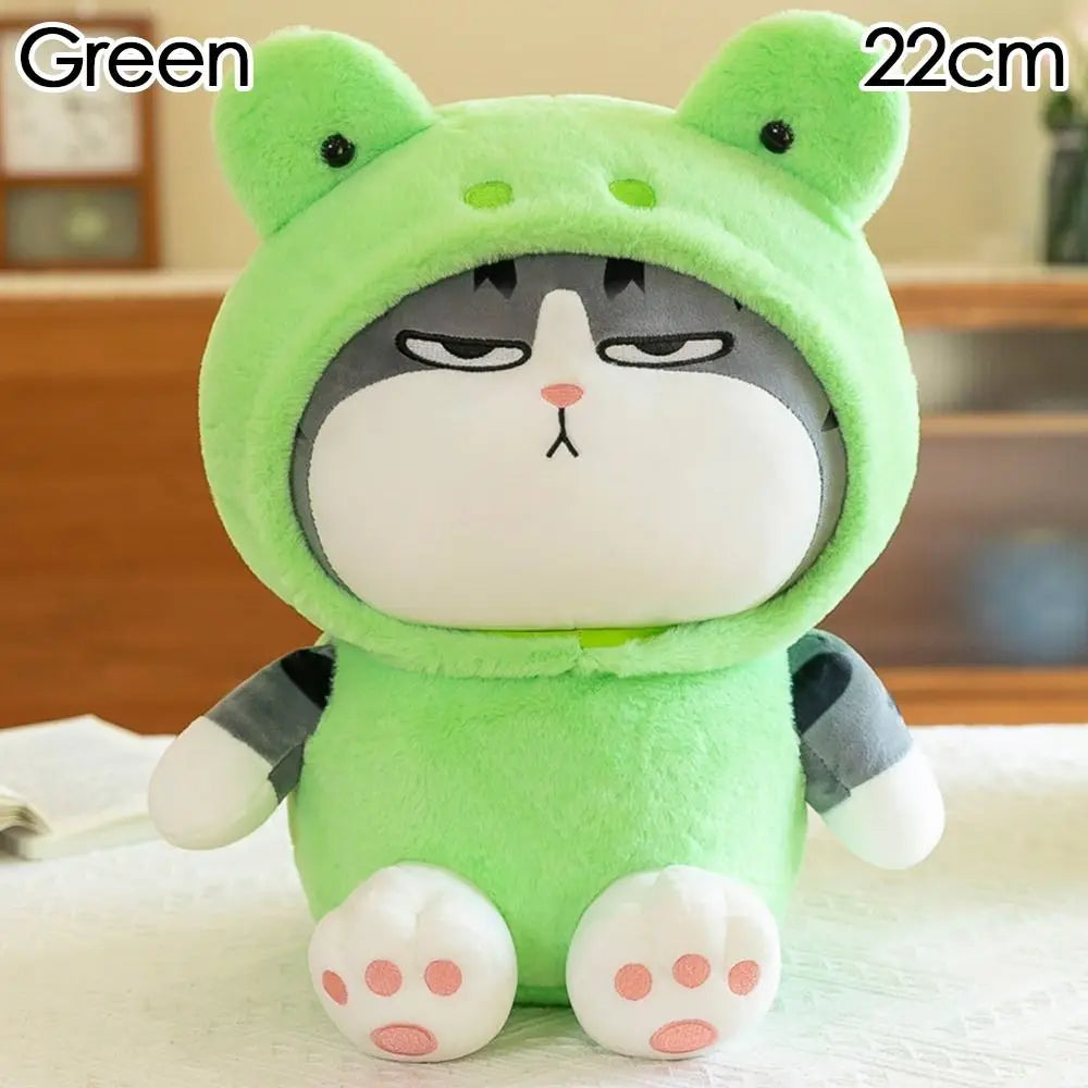 22/40cm Tabby Cat Doll Plush Toy Small Hooded Dressed Panda Frog Bunny Plushie Peluche Cosplay Animal Kids