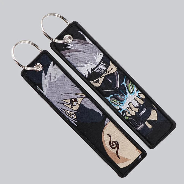 Anime Naruto Fabric Keychain Lanyard – Woven Character Zipper Pendant for Bags & Keys