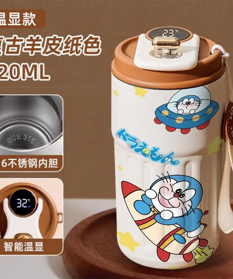 Doraemon Cartoon Thermos Mug – Cute Stainless Steel Coffee Cup for Home, Office & Travel