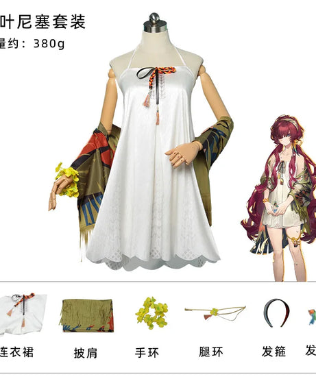 Game Reverse 1999 Enisey Cosplay Costume Sweet Girl Dress Bracelet Shawl Leg Ring Jewelry Set Carnival Party Enisey Complete Set