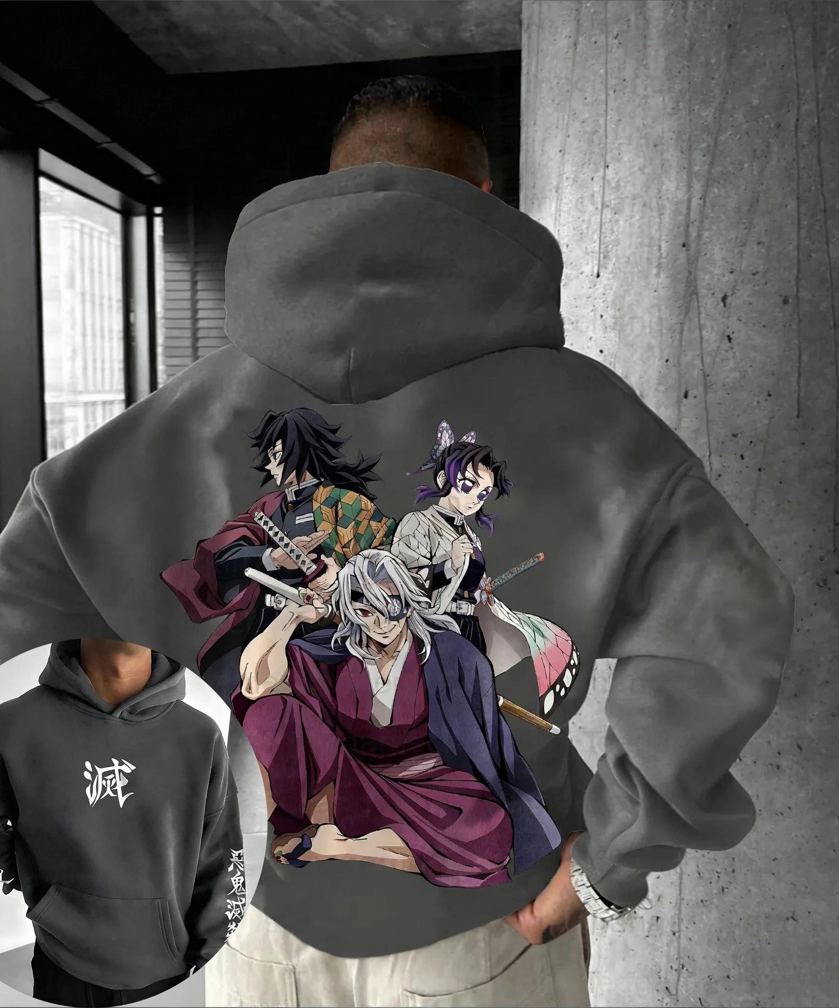 Demon Slayer Anime Hoodies Men's Autumn/Winter New Printed Harajuku Large Loose Casual Parent Child Sweater Top