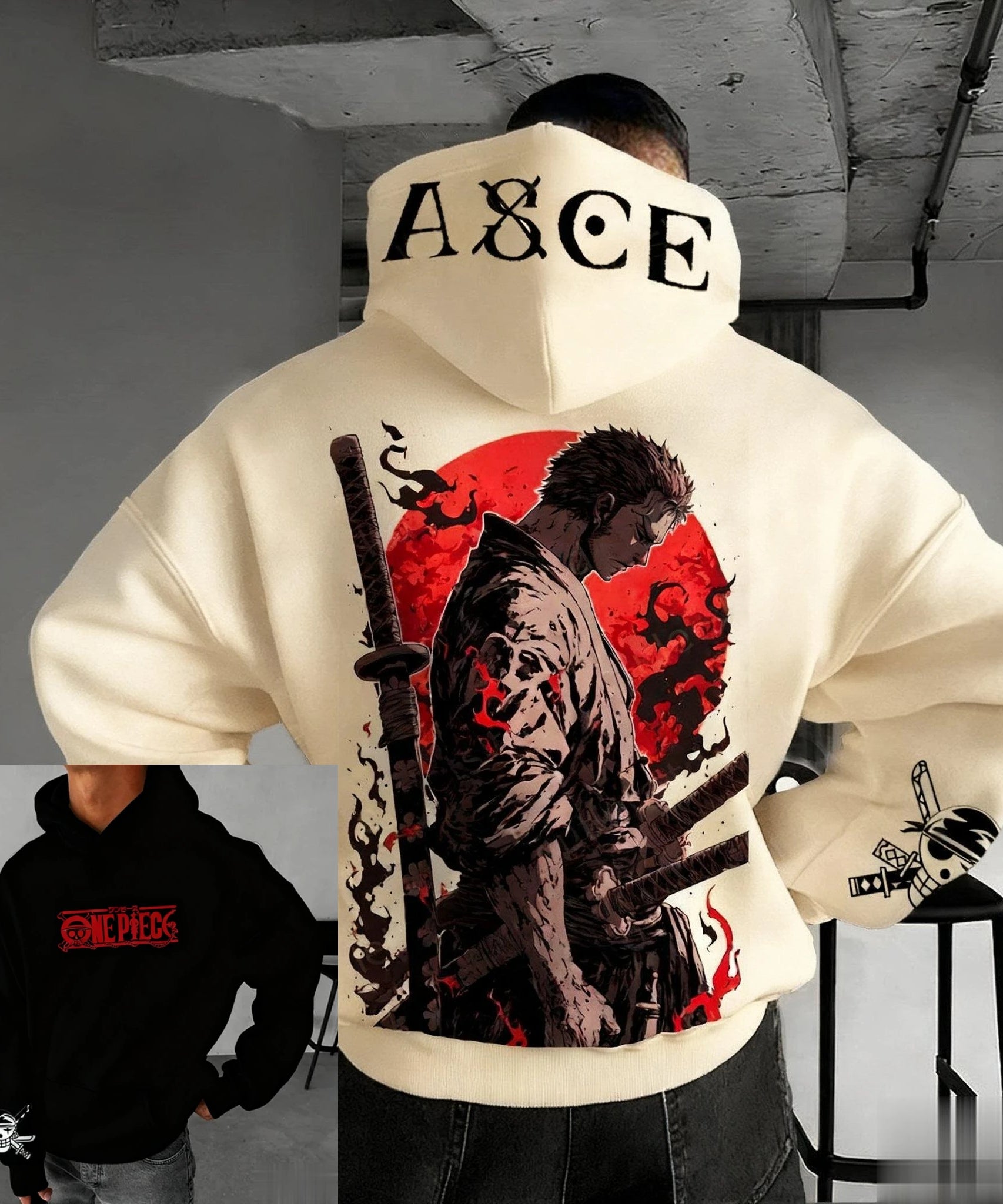 Anime One Piece Zoro Print Hoodie Men Women New Spring Autumn Casual Streetwear Cosplay Jacket Pullover Sweatshirt Fashion Tops
