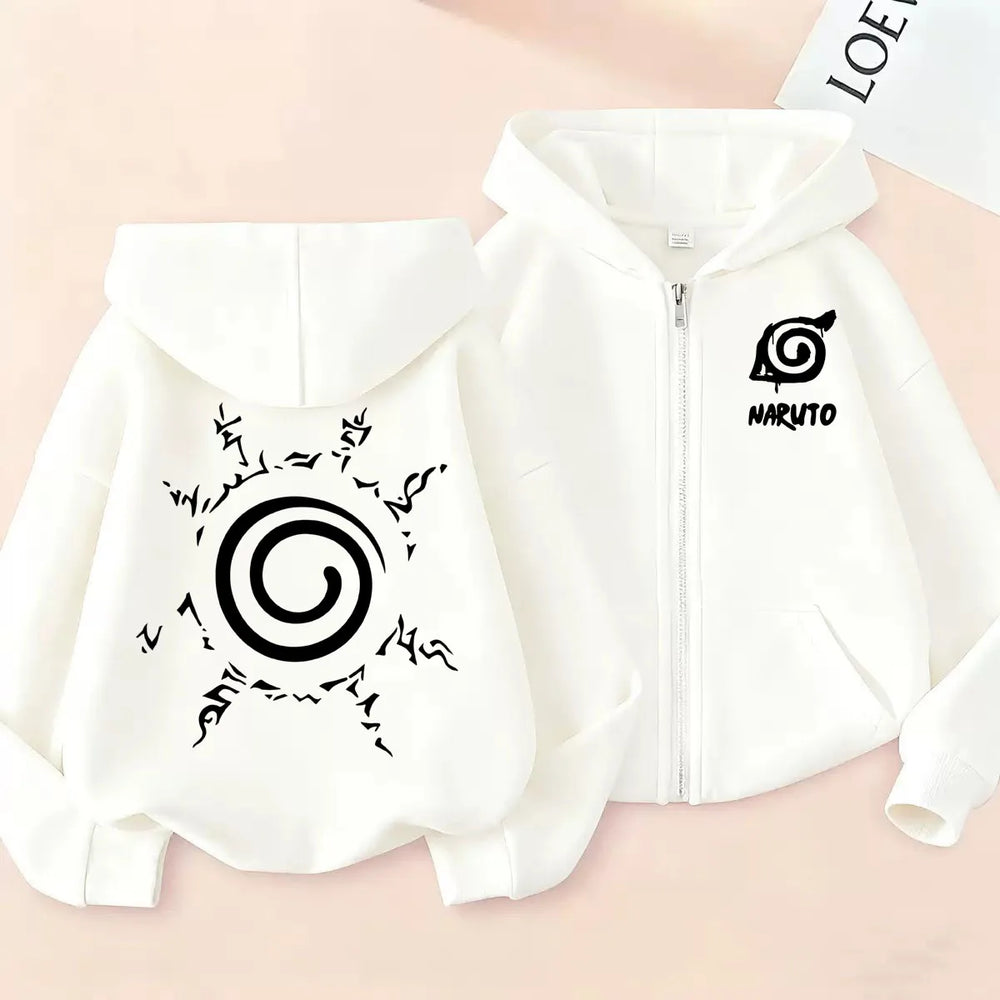 Naruto Cartoon Print Kids Zipper Hoodie – Boys & Girls Autumn/Winter Sweatshirt 4
