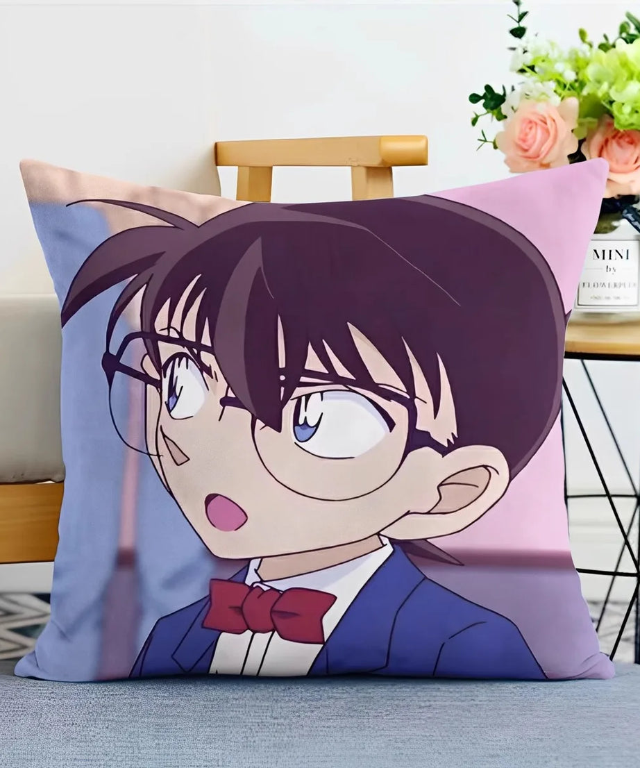 Detective Conan Pillowcase – Soft Anime Cushion Cover with Zipper for Sofa & Bedroom Decor