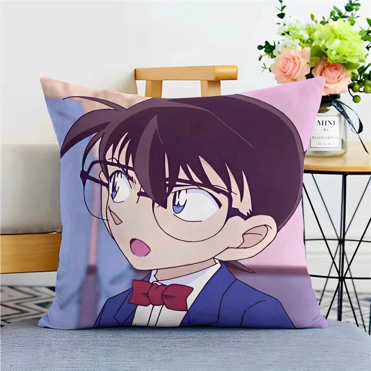 Detective Conan Pillowcase – Soft Anime Cushion Cover with Zipper for Sofa & Bedroom Decor