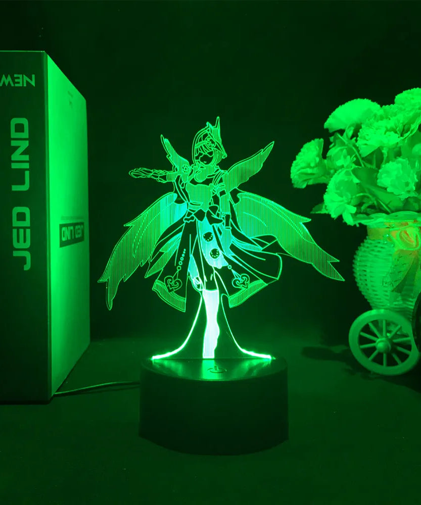 Newly Genshin Impact Night Light Yae Miko Game Figures Acrylic Stand Model 3D Table Lamp Kids Git Acrylic Bedside lamp