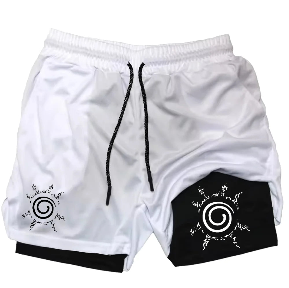 Anime Naruto 2-in-1 Quick-Dry Gym Shorts – Performance Workout & Running Shorts for Men 2