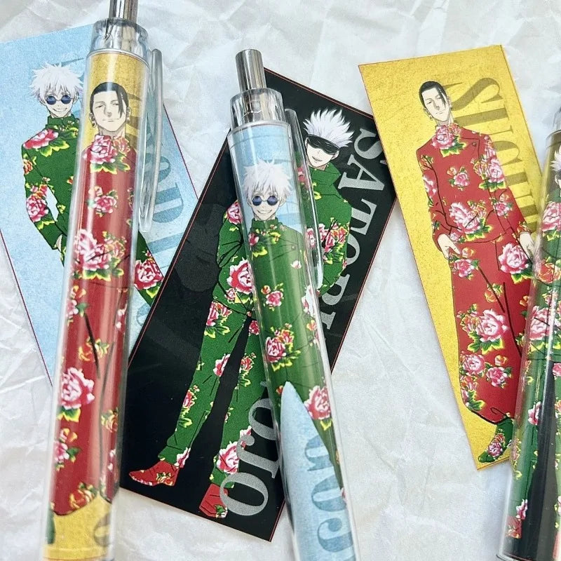 Hot Sales 3 PCS Jujutsu Kaisen Satoru Gojo Fushiguro Megumi Gel Pen Signature Pen Anime Peripheral Student Ballpoint Pen 0.5