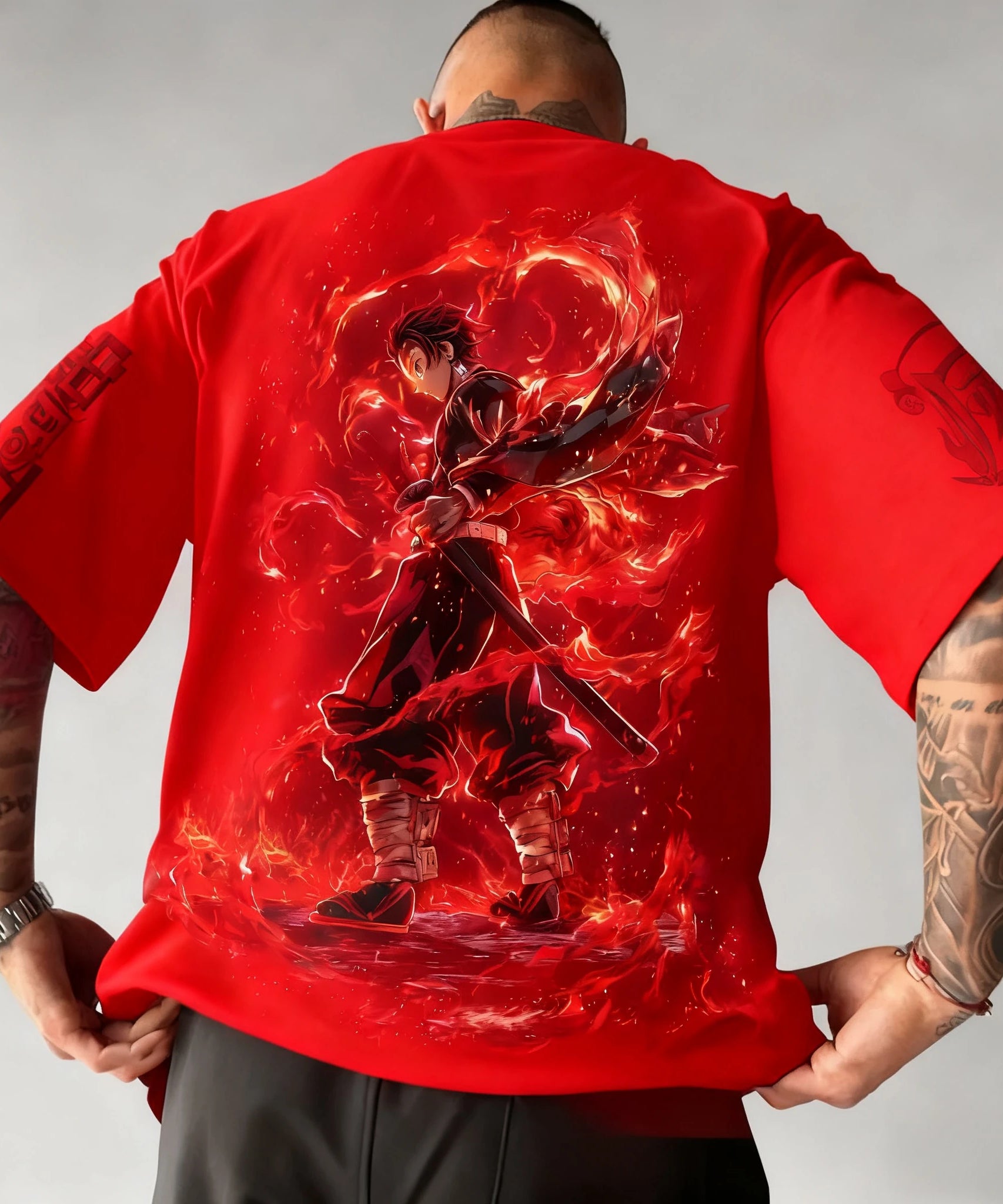 Demon Slayer Anime Co Branded Printed T-shirt Summer New Men's Japanese Harajuku Loose Casual Children's Parent Child Top