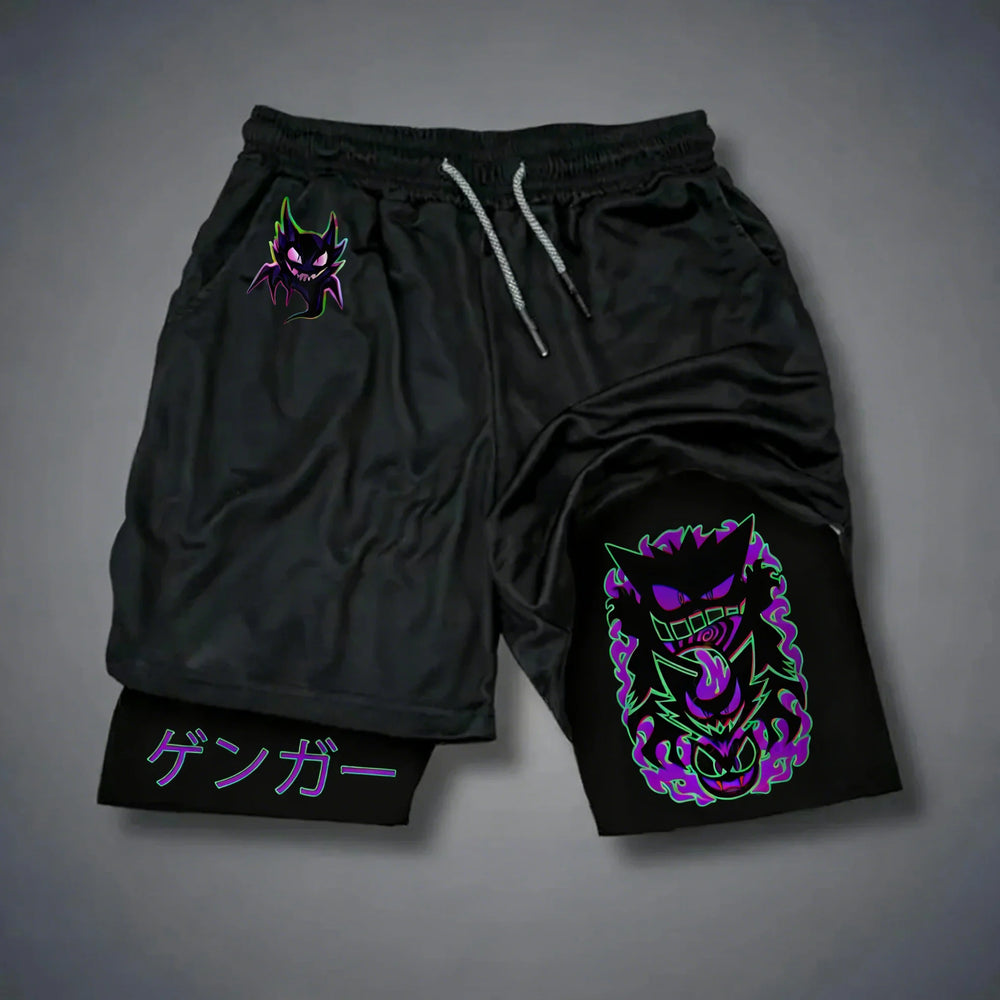 Pokémon Pikachu & Gengar Double Layer Shorts – Premium Breathable Sports Pants for Men