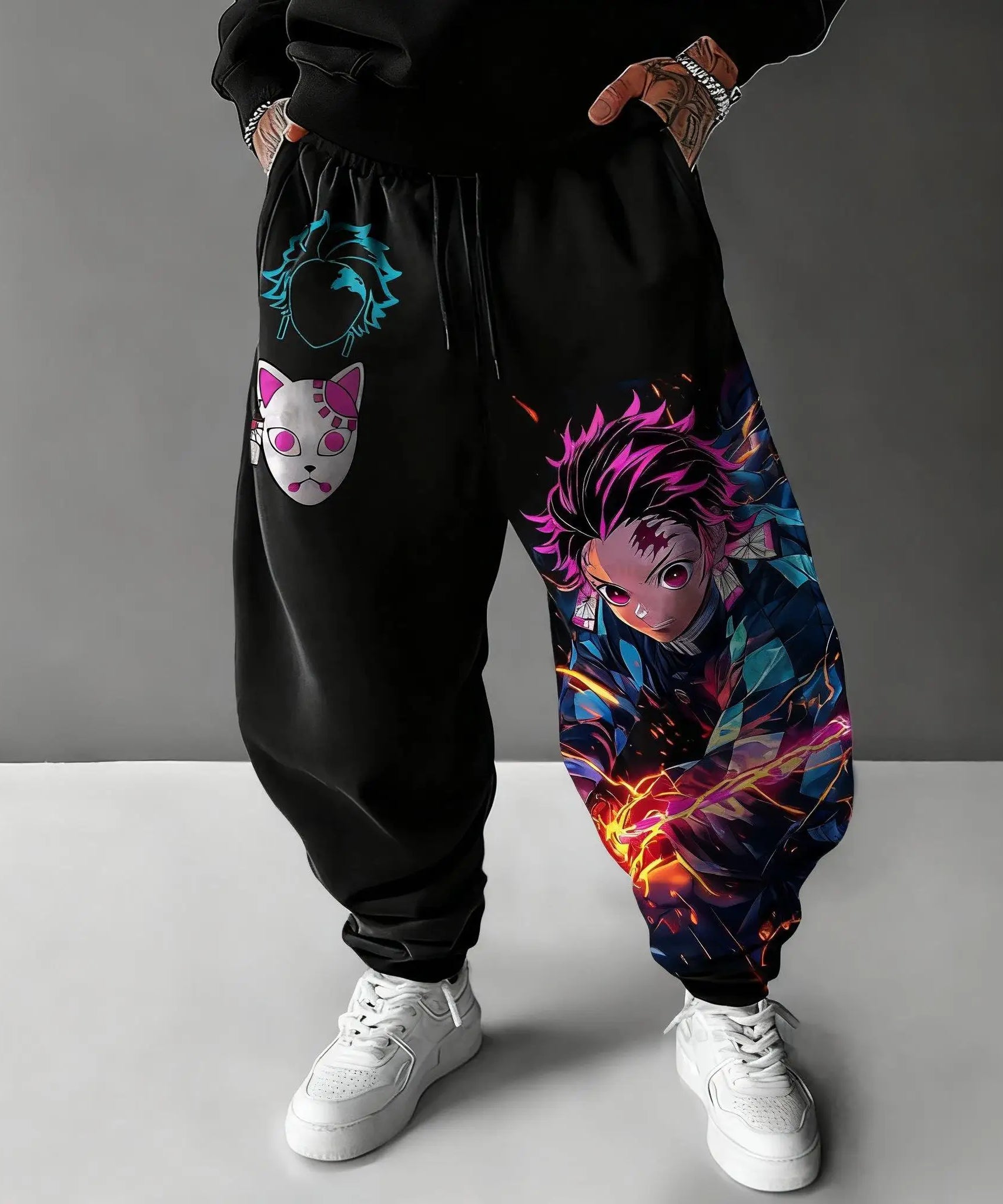 Demon Slayer Sweatpants Autumn/Winter New Men's and Women's Anime Print Harajuku Plus Size Y2K Casual Loose Sports Pants