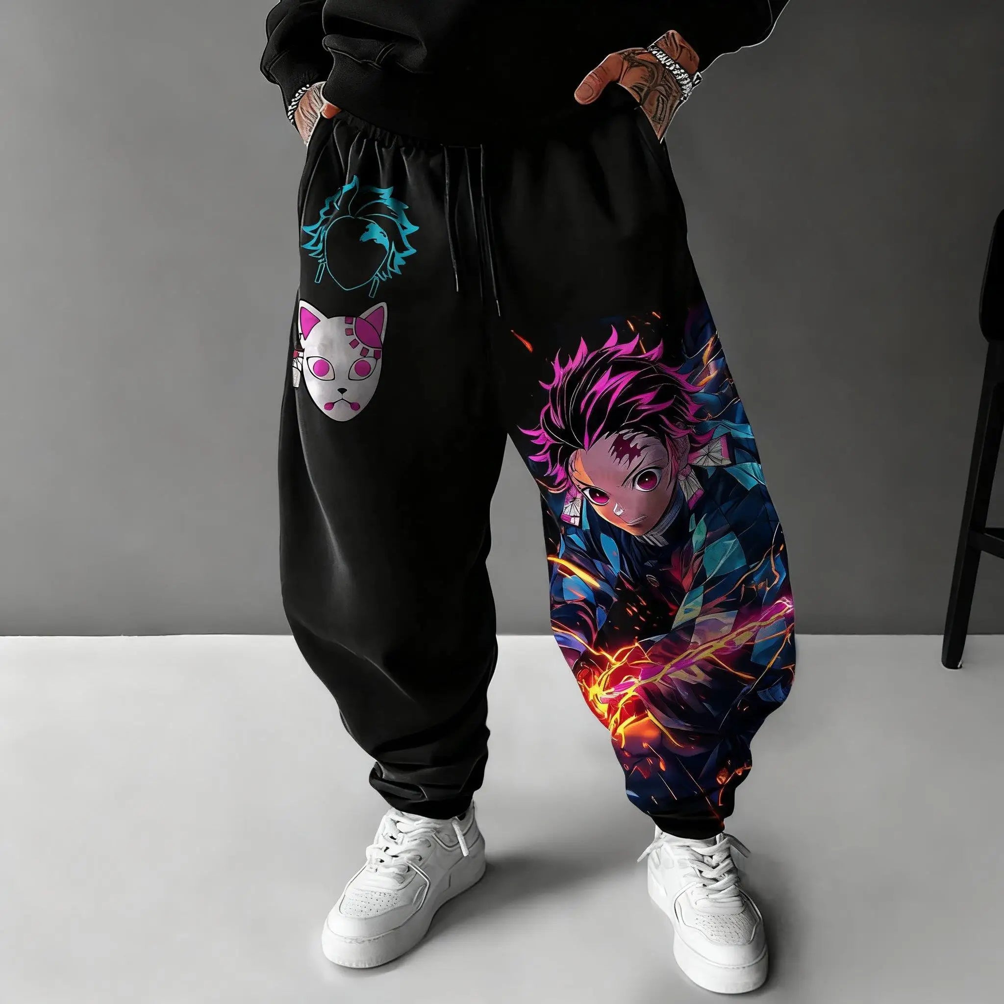 Demon Slayer Sweatpants Autumn/Winter New Men's and Women's Anime Print Harajuku Plus Size Y2K Casual Loose Sports Pants