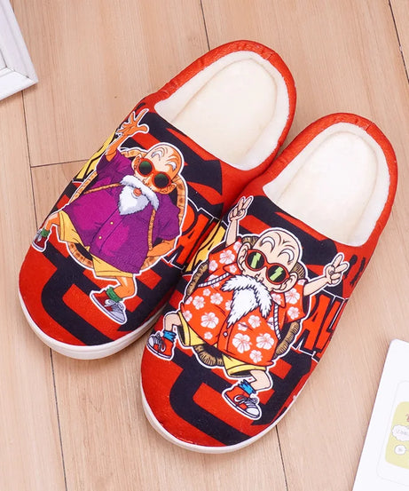 Anime One Piece Luffy Chooper Dragon Ball Goku Hatsune Winter Warm Plush Men Women Couple Shoes Home Slipper Stuffed Plush Gift