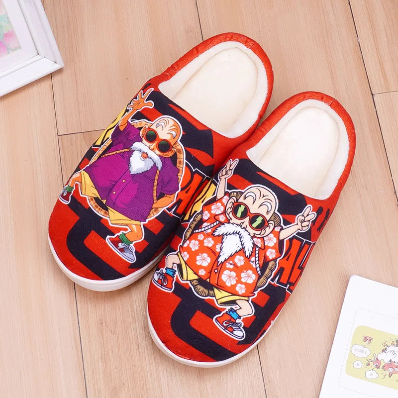 Anime One Piece Luffy Chooper Dragon Ball Goku Hatsune Winter Warm Plush Men Women Couple Shoes Home Slipper Stuffed Plush Gift