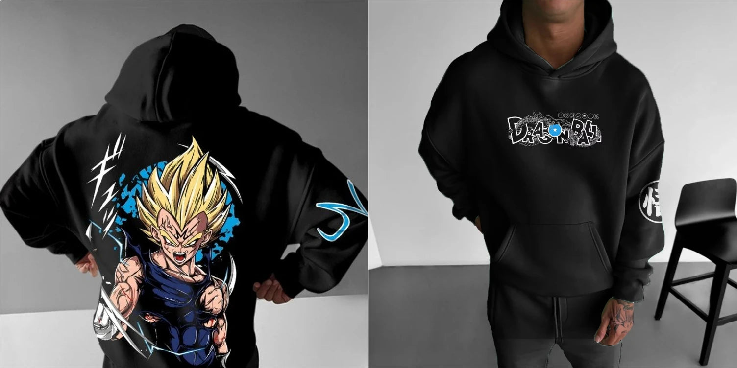 Oversized Men's Hoodie Anime Dragon Ball Sanyan Y2k Clothes Sweatshirt Autumn Winter Sweater Loose Cotton Women Long Sleeve Tops