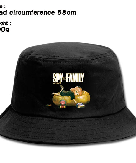 Anime Spy X Family Creative Peripheral Cute Outdoor Leisure Sunscreen Hat Art Versatile Cartoon Printed Fisherman's Hats