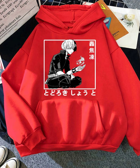 New Anime Todoroki Shoto Print Hooded Fashion Women Girl Sweatshirt Long Sleeve Casual Tops Harajuku Sweatshirt