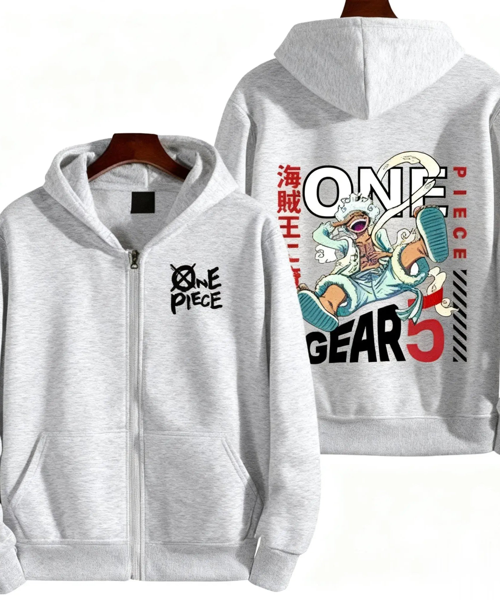 One Piece Gear 5 Zipper Hoodie Women Men Anime Print Jacket Sweatshirt Streetwear Oversized Casual Cosplay Autumn Fashion Tops