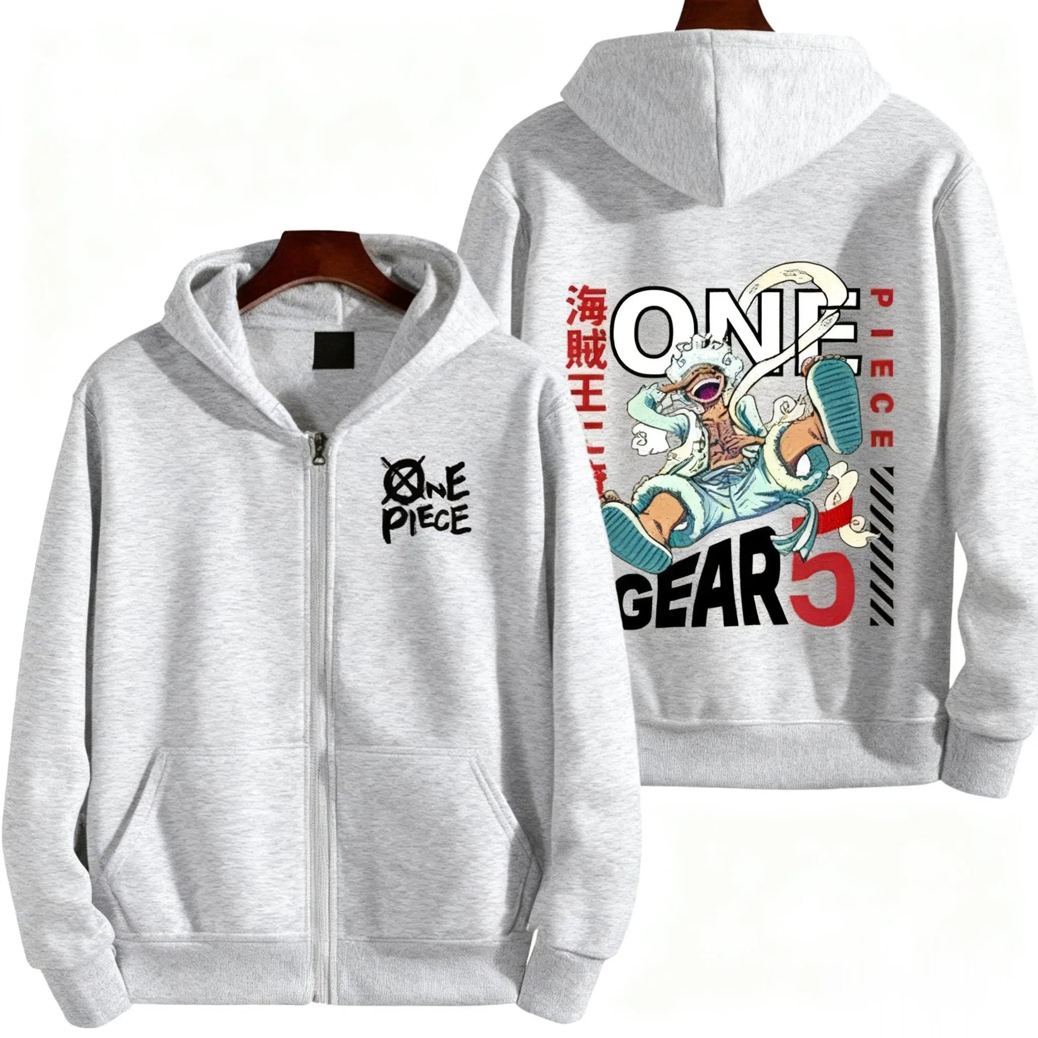 One Piece Gear 5 Zipper Hoodie Women Men Anime Print Jacket Sweatshirt Streetwear Oversized Casual Cosplay Autumn Fashion Tops