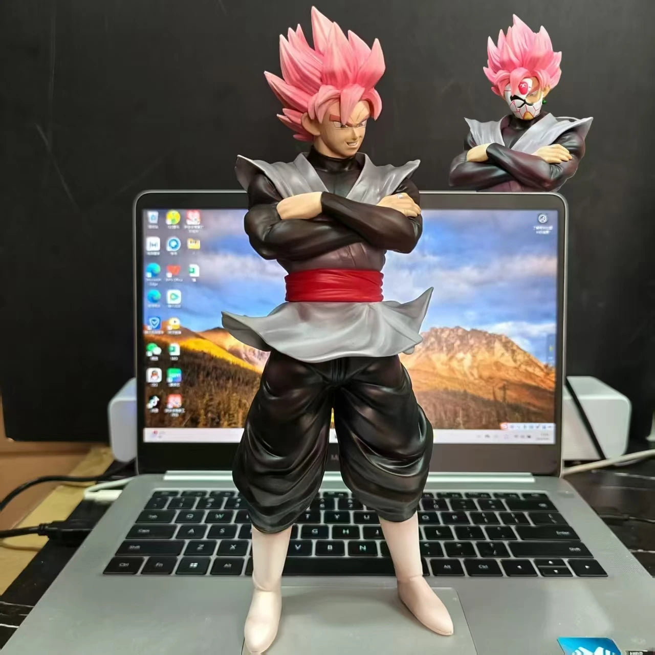 27cm Dragon Ball Z Figure Super Saiyan Goku Black Zamasu Mask Action Figure Pvc Model Statue Collection Decoration