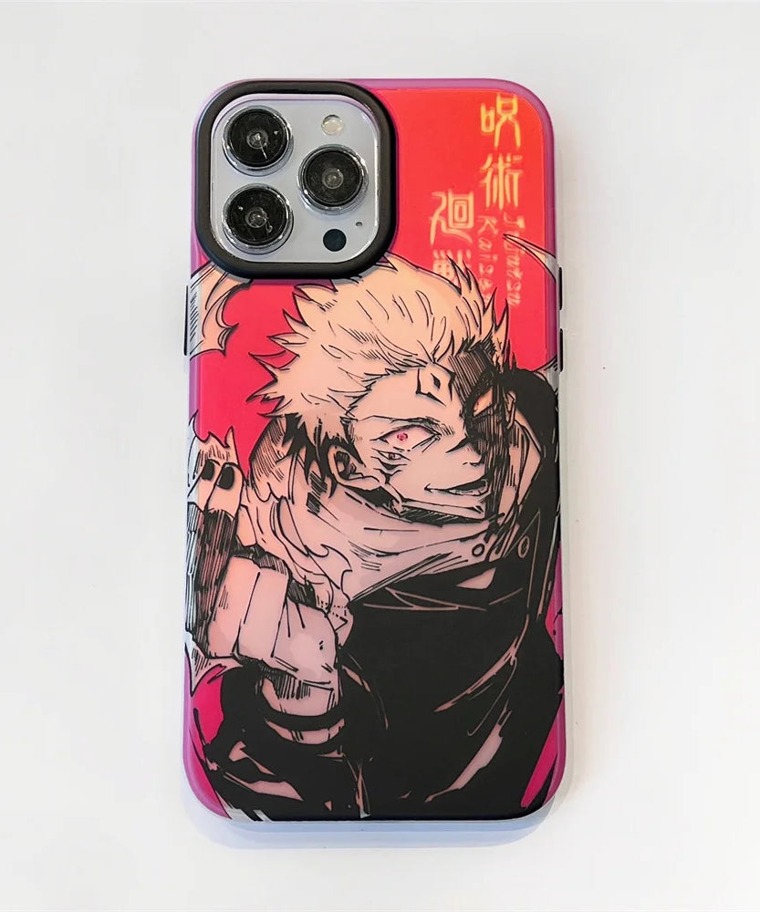 Laser Jujutsu Kaisen Phone Cases For iPhone 16 15 14 13 12 Pro Max Japan Anime Soft Back Cover