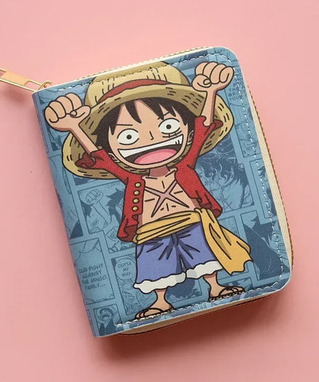 Anime One Piece Wallet Luffy Straw Hat Pirates Men's Short Wallet Multi-function Multi-card Slot Wallet Kids Gifts Men Gifts