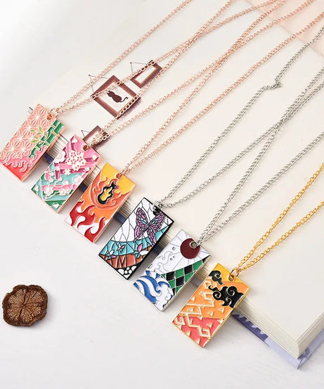 Anime Demon Slayer Necklace Kamado Tanjirou Nezuko Agatsuma Zenitsu Metal Pendant Cosplay Accessories Man Woman Jewelry Gifts