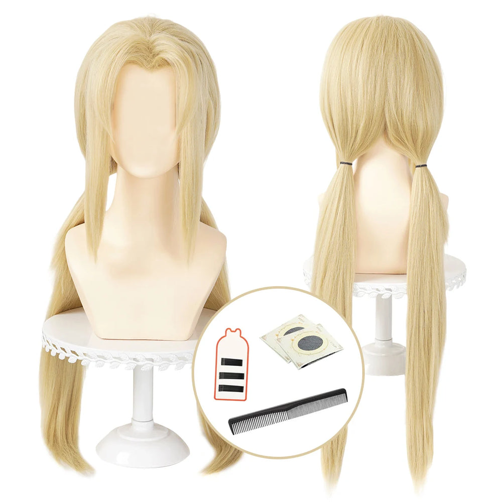 Anime Tsunade Cosplay Wig – Blonde Styled Synthetic Heat Resistant Wig with Wig Cap