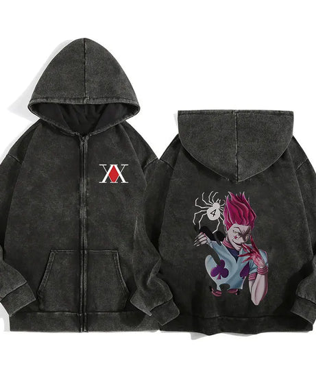 Hunter x Hunter Zip-Up Hoodie – Unisex Anime Streetwear Pullover