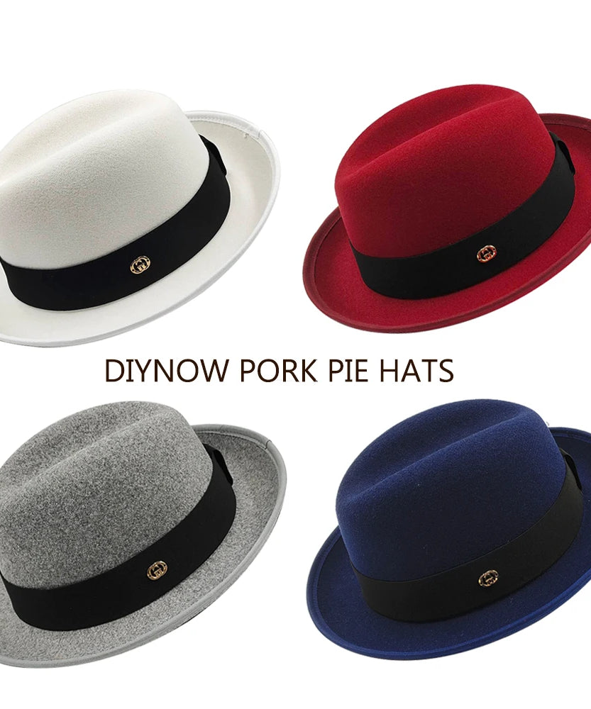 NEW Pork pie hat brim men women Fedora classic gentleman bowler hat cosplay derby bowler English hat panama jazz hat wholesale