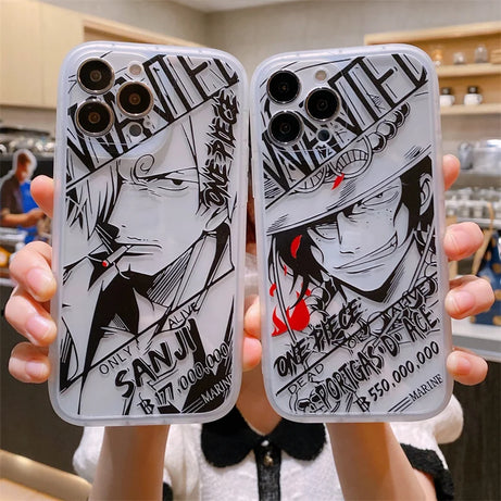Anime One Piece Portgas Ace Phone Case Iphone 13 12 11 14 15 Pro Max Plus Sanji Cover Cartoon Funda Men Women Gift
