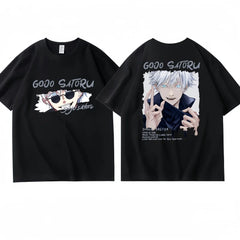 Anime Jujutsu Kaisen Gojo Satoru Front & Back Print T-Shirt – Oversized Graphic Tee