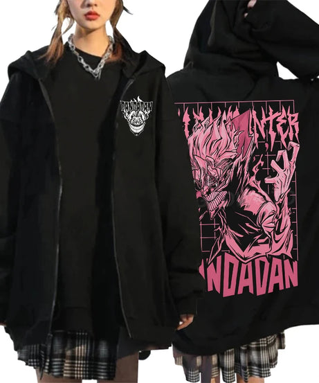 Anime Dandadan Ken Takakura Graphic Print Hooded Men women Zip Up Hoodies Oversized Sweatshirts Harajuku Male Zipper Jacket