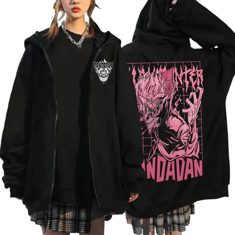 Anime Dandadan Ken Takakura Graphic Print Hooded Men women Zip Up Hoodies Oversized Sweatshirts Harajuku Male Zipper Jacket