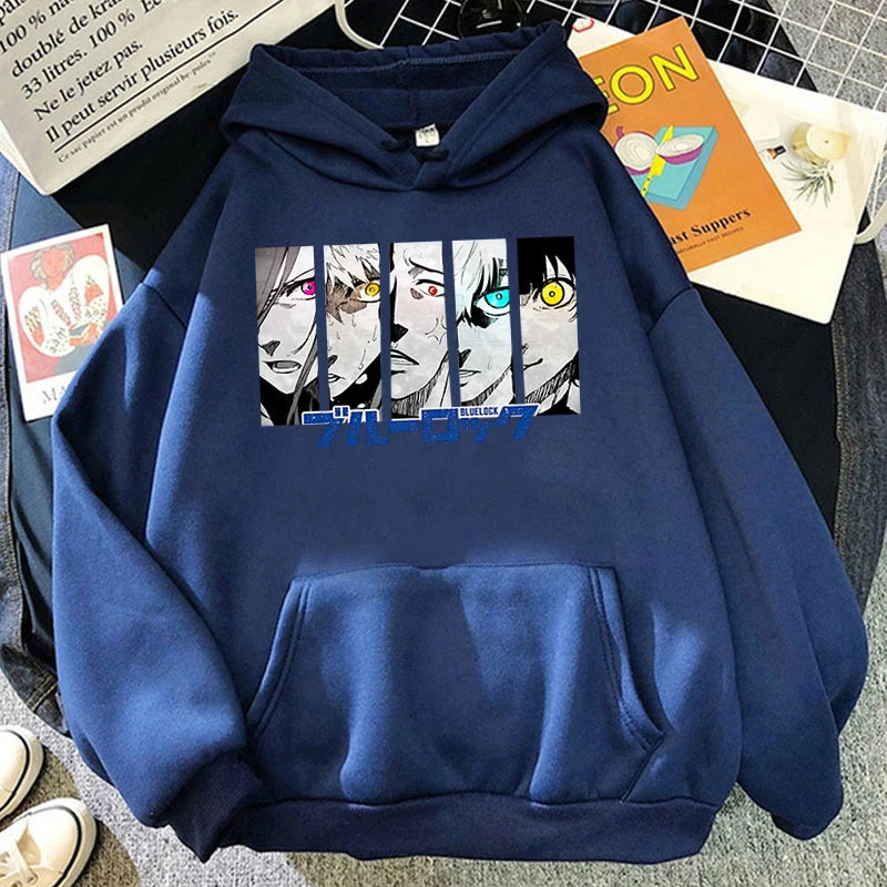 Anime Blue Lock Print Sweatshirt Women'S Casual Top Harajuku Fashion Hooded Sweatshirt Long Sleeve