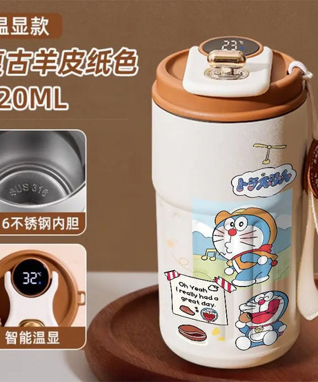 Doraemon Cartoon Thermos Mug – Cute Stainless Steel Coffee Cup for Home, Office & Travel